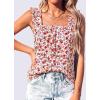 imagePRETTYGARDEN Boho Floral Tank Tops for Women Shirred Straps Pleated Summer Casual Sleeveless Shirts Tops Beach BlousesWhite Red Floral
