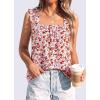 imagePRETTYGARDEN Boho Floral Tank Tops for Women Shirred Straps Pleated Summer Casual Sleeveless Shirts Tops Beach BlousesWhite Red Floral