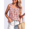 imagePRETTYGARDEN Boho Floral Tank Tops for Women Shirred Straps Pleated Summer Casual Sleeveless Shirts Tops Beach BlousesWhite Red Floral