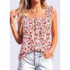 imagePRETTYGARDEN Boho Floral Tank Tops for Women Shirred Straps Pleated Summer Casual Sleeveless Shirts Tops Beach BlousesWhite Red Floral