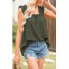 imagePRETTYGARDEN Boho Floral Tank Tops for Women Shirred Straps Pleated Summer Casual Sleeveless Shirts Tops Beach BlousesXarmy Green