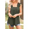 imagePRETTYGARDEN Boho Floral Tank Tops for Women Shirred Straps Pleated Summer Casual Sleeveless Shirts Tops Beach BlousesXarmy Green