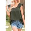 imagePRETTYGARDEN Boho Floral Tank Tops for Women Shirred Straps Pleated Summer Casual Sleeveless Shirts Tops Beach BlousesXarmy Green