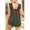 imagePRETTYGARDEN Boho Floral Tank Tops for Women Shirred Straps Pleated Summer Casual Sleeveless Shirts Tops Beach BlousesXarmy Green
