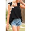 imagePRETTYGARDEN Boho Floral Tank Tops for Women Shirred Straps Pleated Summer Casual Sleeveless Shirts Tops Beach BlousesXblack
