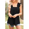 imagePRETTYGARDEN Boho Floral Tank Tops for Women Shirred Straps Pleated Summer Casual Sleeveless Shirts Tops Beach BlousesXblack