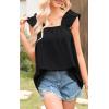imagePRETTYGARDEN Boho Floral Tank Tops for Women Shirred Straps Pleated Summer Casual Sleeveless Shirts Tops Beach BlousesXblack