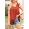 imagePRETTYGARDEN Boho Floral Tank Tops for Women Shirred Straps Pleated Summer Casual Sleeveless Shirts Tops Beach BlousesXbrick Red