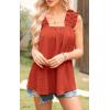 imagePRETTYGARDEN Boho Floral Tank Tops for Women Shirred Straps Pleated Summer Casual Sleeveless Shirts Tops Beach BlousesXbrick Red