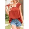 imagePRETTYGARDEN Boho Floral Tank Tops for Women Shirred Straps Pleated Summer Casual Sleeveless Shirts Tops Beach BlousesXbrick Red
