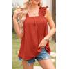 imagePRETTYGARDEN Boho Floral Tank Tops for Women Shirred Straps Pleated Summer Casual Sleeveless Shirts Tops Beach BlousesXbrick Red