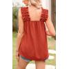 imagePRETTYGARDEN Boho Floral Tank Tops for Women Shirred Straps Pleated Summer Casual Sleeveless Shirts Tops Beach BlousesXbrick Red