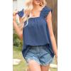 imagePRETTYGARDEN Boho Floral Tank Tops for Women Shirred Straps Pleated Summer Casual Sleeveless Shirts Tops Beach BlousesXdark Blue