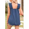 imagePRETTYGARDEN Boho Floral Tank Tops for Women Shirred Straps Pleated Summer Casual Sleeveless Shirts Tops Beach BlousesXdark Blue