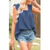 imagePRETTYGARDEN Boho Floral Tank Tops for Women Shirred Straps Pleated Summer Casual Sleeveless Shirts Tops Beach BlousesXdark Blue