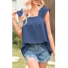 imagePRETTYGARDEN Boho Floral Tank Tops for Women Shirred Straps Pleated Summer Casual Sleeveless Shirts Tops Beach BlousesXdark Blue