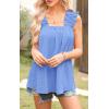 imagePRETTYGARDEN Boho Floral Tank Tops for Women Shirred Straps Pleated Summer Casual Sleeveless Shirts Tops Beach BlousesXlight Blue