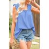 imagePRETTYGARDEN Boho Floral Tank Tops for Women Shirred Straps Pleated Summer Casual Sleeveless Shirts Tops Beach BlousesXlight Blue