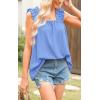 imagePRETTYGARDEN Boho Floral Tank Tops for Women Shirred Straps Pleated Summer Casual Sleeveless Shirts Tops Beach BlousesXlight Blue