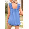 imagePRETTYGARDEN Boho Floral Tank Tops for Women Shirred Straps Pleated Summer Casual Sleeveless Shirts Tops Beach BlousesXlight Blue