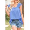 imagePRETTYGARDEN Boho Floral Tank Tops for Women Shirred Straps Pleated Summer Casual Sleeveless Shirts Tops Beach BlousesXlight Blue