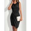 imagePRETTYGARDEN Cocktail Dresses for Women Wedding Guest Summer 2026 Spring Short Formal Ruched Bodycon Mini Cowl Neck DressBlack