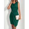 imagePRETTYGARDEN Cocktail Dresses for Women Wedding Guest Summer 2026 Spring Short Formal Ruched Bodycon Mini Cowl Neck DressDark Green