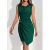 imagePRETTYGARDEN Cocktail Dresses for Women Wedding Guest Summer 2026 Spring Short Formal Ruched Bodycon Mini Cowl Neck DressDark Green