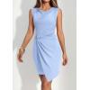 imagePRETTYGARDEN Cocktail Dresses for Women Wedding Guest Summer 2026 Spring Short Formal Ruched Bodycon Mini Cowl Neck DressLight Blue