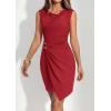 imagePRETTYGARDEN Cocktail Dresses for Women Wedding Guest Summer 2026 Spring Short Formal Ruched Bodycon Mini Cowl Neck DressRed