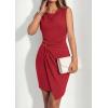 imagePRETTYGARDEN Cocktail Dresses for Women Wedding Guest Summer 2026 Spring Short Formal Ruched Bodycon Mini Cowl Neck DressRed