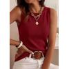 imagePRETTYGARDEN Sleeveless Sweater Tops for Women 2026 Summer Dressy Ribbed Tank Tops Spring Business Casual Work Shirts BlousesRed