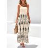 imagePRETTYGARDEN Summer Dresses for Women 2026 Floral Patchwork Strapless Tube Long Flowy Dress Beach Vacation ClothesFloral Apricot Black