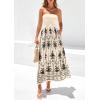 imagePRETTYGARDEN Summer Dresses for Women 2026 Floral Patchwork Strapless Tube Long Flowy Dress Beach Vacation ClothesFloral Apricot Black