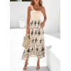 imagePRETTYGARDEN Summer Dresses for Women 2026 Floral Patchwork Strapless Tube Long Flowy Dress Beach Vacation ClothesFloral Apricot Black