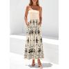 imagePRETTYGARDEN Summer Dresses for Women 2026 Floral Patchwork Strapless Tube Long Flowy Dress Beach Vacation ClothesFloral Apricot Black