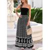 imagePRETTYGARDEN Summer Dresses for Women 2026 Floral Patchwork Strapless Tube Long Flowy Dress Beach Vacation ClothesFloral Black