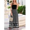 imagePRETTYGARDEN Summer Dresses for Women 2026 Floral Patchwork Strapless Tube Long Flowy Dress Beach Vacation ClothesFloral Black