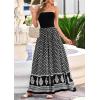 imagePRETTYGARDEN Summer Dresses for Women 2026 Floral Patchwork Strapless Tube Long Flowy Dress Beach Vacation ClothesFloral Black