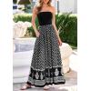 imagePRETTYGARDEN Summer Dresses for Women 2026 Floral Patchwork Strapless Tube Long Flowy Dress Beach Vacation ClothesFloral Black