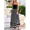 imagePRETTYGARDEN Summer Dresses for Women 2026 Floral Patchwork Strapless Tube Long Flowy Dress Beach Vacation ClothesFloral Black