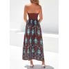 imagePRETTYGARDEN Summer Dresses for Women 2026 Floral Patchwork Strapless Tube Long Flowy Dress Beach Vacation ClothesFloral Brown Blue