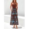 imagePRETTYGARDEN Summer Dresses for Women 2026 Floral Patchwork Strapless Tube Long Flowy Dress Beach Vacation ClothesFloral Brown Blue