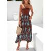 imagePRETTYGARDEN Summer Dresses for Women 2026 Floral Patchwork Strapless Tube Long Flowy Dress Beach Vacation ClothesFloral Brown Blue