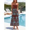 imagePRETTYGARDEN Summer Dresses for Women 2026 Floral Patchwork Strapless Tube Long Flowy Dress Beach Vacation ClothesFloral Brown Blue