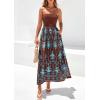 imagePRETTYGARDEN Summer Dresses for Women 2026 Floral Patchwork Strapless Tube Long Flowy Dress Beach Vacation ClothesFloral Brown Blue