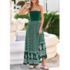imagePRETTYGARDEN Summer Dresses for Women 2026 Floral Patchwork Strapless Tube Long Flowy Dress Beach Vacation ClothesFloral Green White