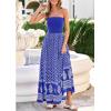 imagePRETTYGARDEN Summer Dresses for Women 2026 Floral Patchwork Strapless Tube Long Flowy Dress Beach Vacation ClothesFloral Royal Blue White