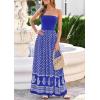 imagePRETTYGARDEN Summer Dresses for Women 2026 Floral Patchwork Strapless Tube Long Flowy Dress Beach Vacation ClothesFloral Royal Blue White