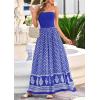 imagePRETTYGARDEN Summer Dresses for Women 2026 Floral Patchwork Strapless Tube Long Flowy Dress Beach Vacation ClothesFloral Royal Blue White
